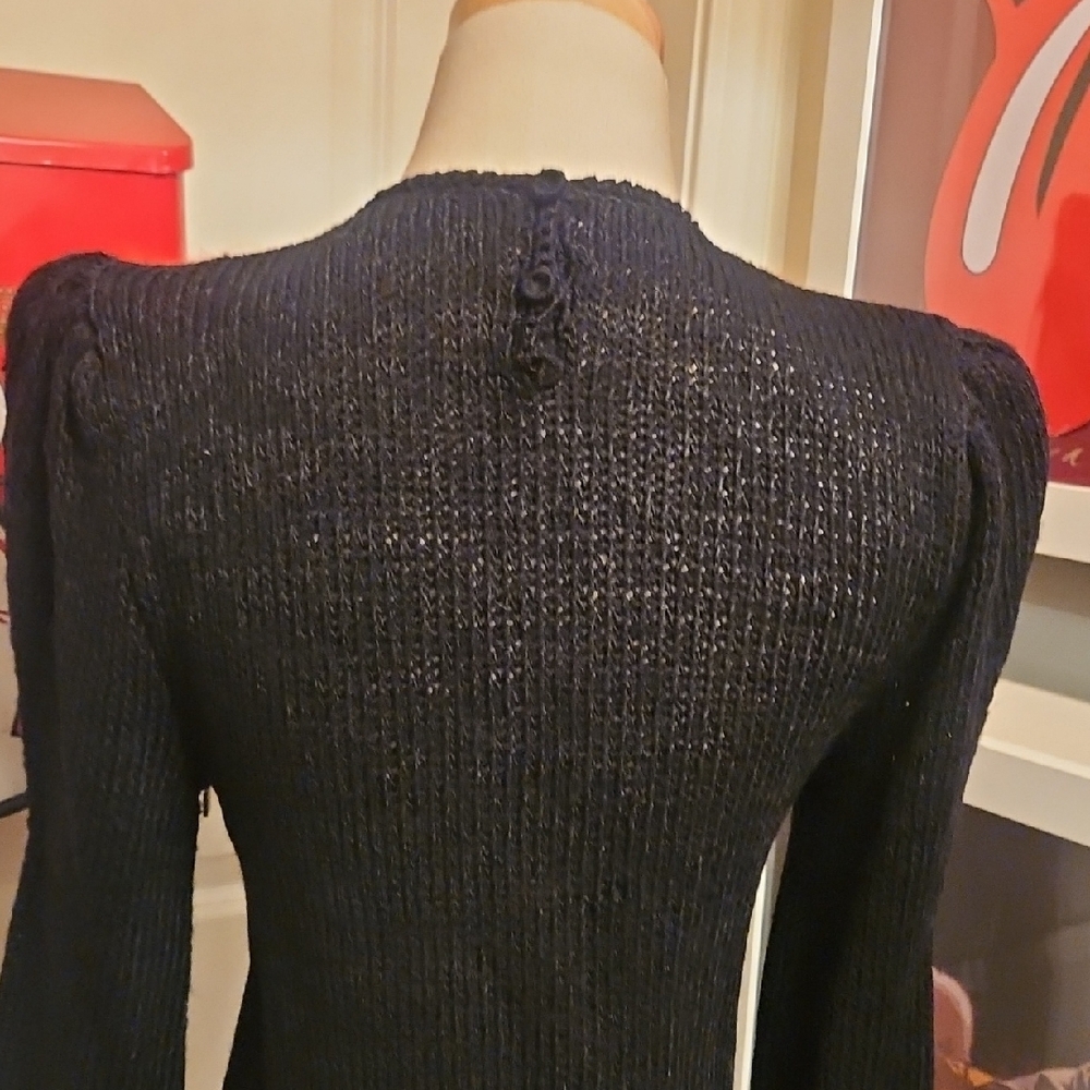 Black & Red Floral Appliqué Women's Sweater - Picture 7 of 10
